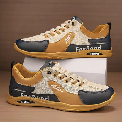 New Style Men's Breathable Lace-Up Sneakers Lightweight Textile Casual Shoes Comfortable Walking Sneakers for Daily Outdoor Use