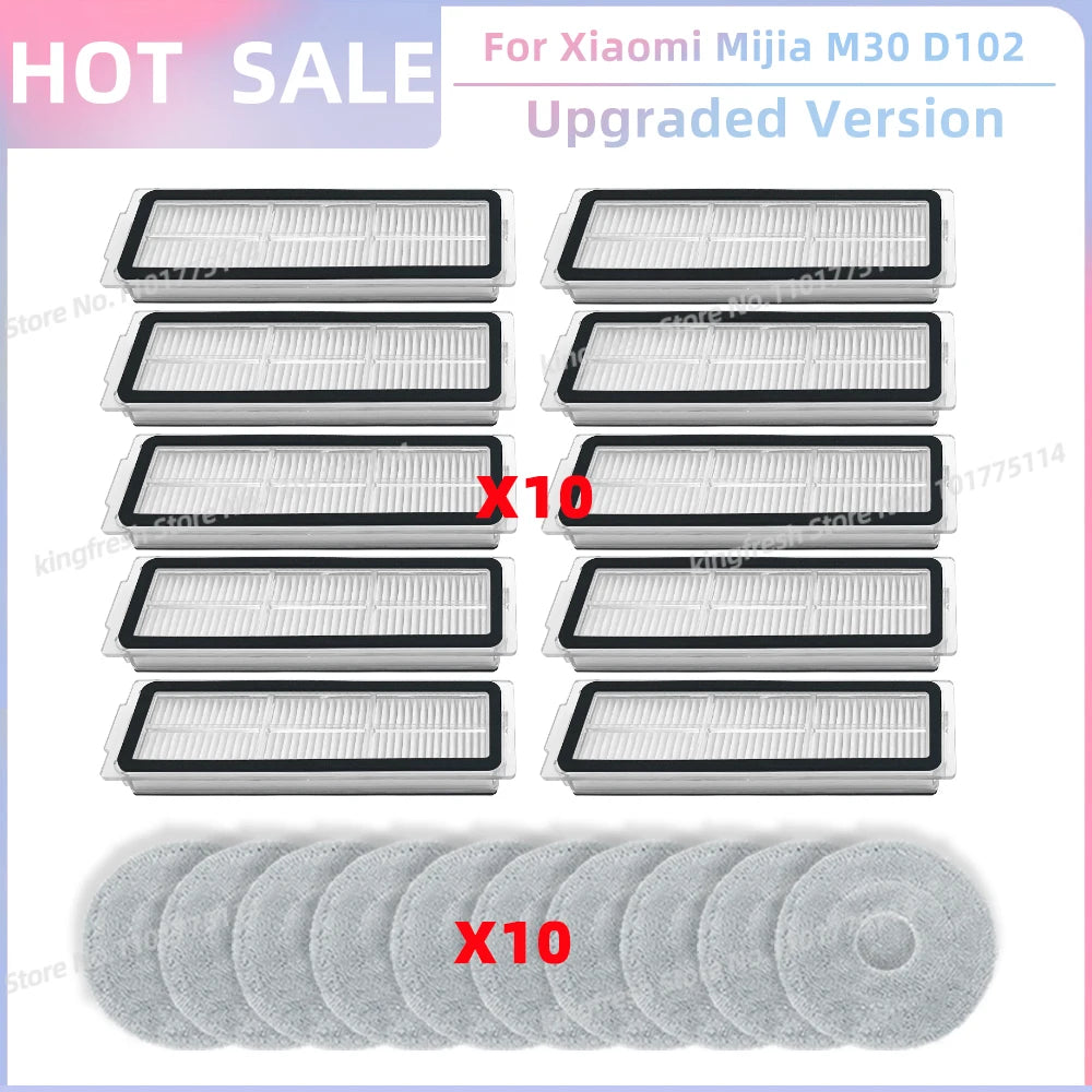 Fit For Xiaomi Mijia M30 D102, Xiaomi X20 Pro D102GL / X20 Max D109GL Parts Main Side Brush Filter Mop Cloth Dust Bag