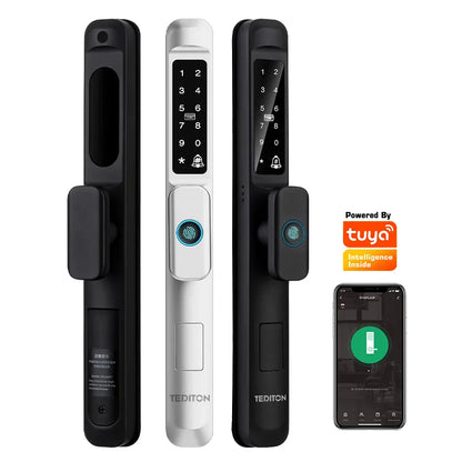 Waterproof Exterior Digital Electronic Ttlock Tuya Smart Locks Fingerprint Aluminum Steel Double Side Sliding Glass Door Lock