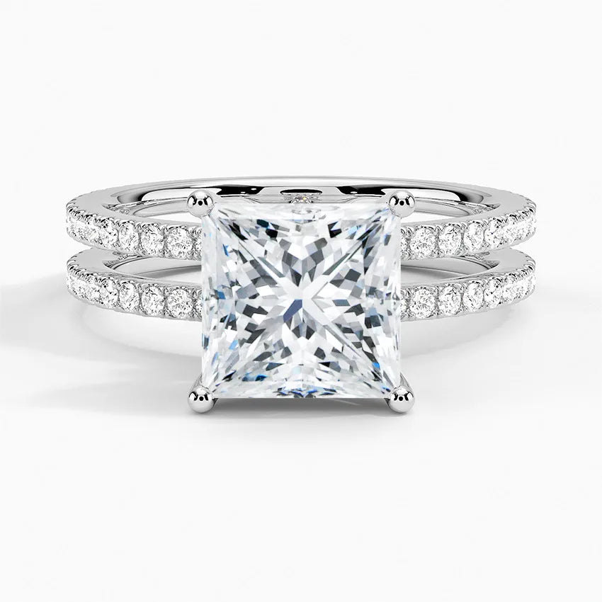 High End Princess Cut VVS Lab Grown Diamond 14k White Gold Engagement Ring Fine Fashion Jewelry For Women Direct From Factory