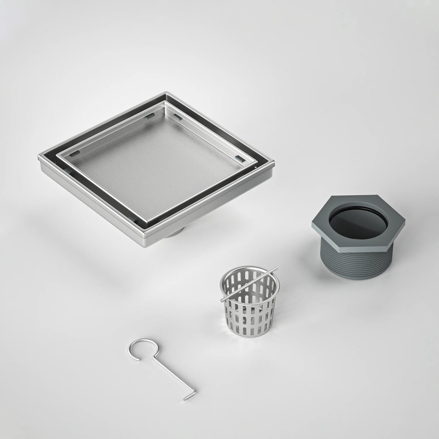 US Dropshipping 4x4 Inch Brushed Stainless Steel Square Floor Drain with Tile Insert Cover