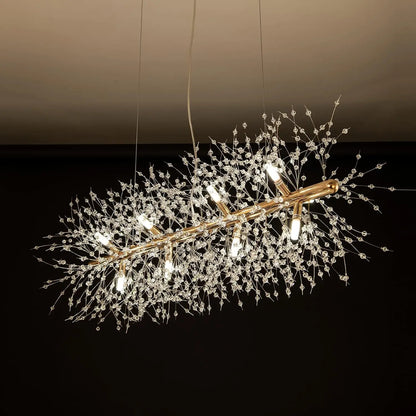 Crystal Firework Chandelier Wedding Lightweight Modern Dining Room Lighting Fixtures Hanging Gold Metal Ceiling Lights