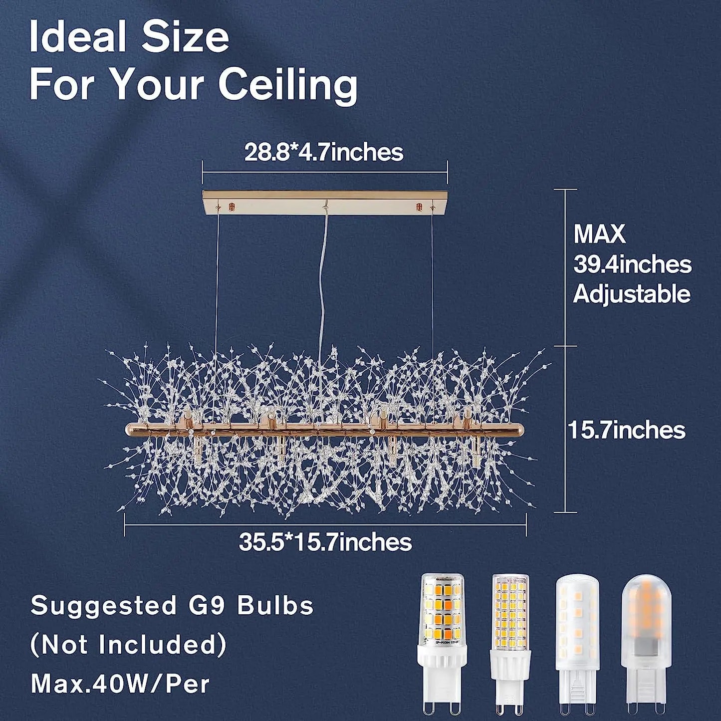 Crystal Firework Chandelier Wedding Lightweight Modern Dining Room Lighting Fixtures Hanging Gold Metal Ceiling Lights