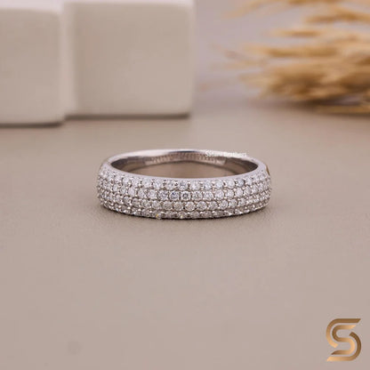 925 Sterling silver Moissanite Diamond Half Eternity Ring 5mm Pave Wedding Band Round Cut Ethical