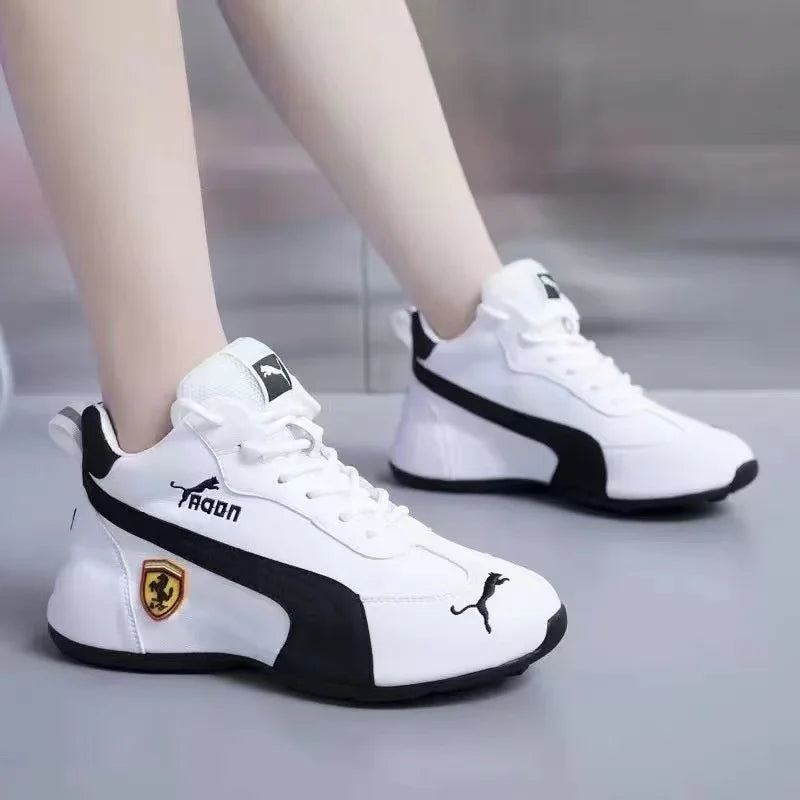 Women's Elevator Shoes Waterproof Leather Surface Breathable Mesh Surface Embroidered Versatile Walking Sneakers