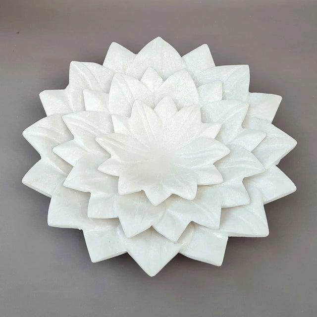 Makrana White Marble Polished Eco-Friendly Wavy Curly Design Country Style Large Size >10L Capacity Restaurant Party Bowl