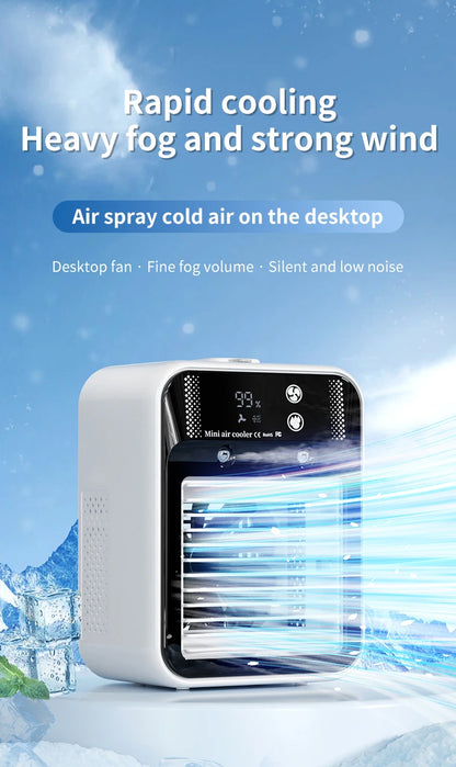 Portable Mini Air Conditioner for Dormitory | Fast Cooling Ultrasonic Nano Mist LCD Display Rechargeable Portable Outdoor Cooler