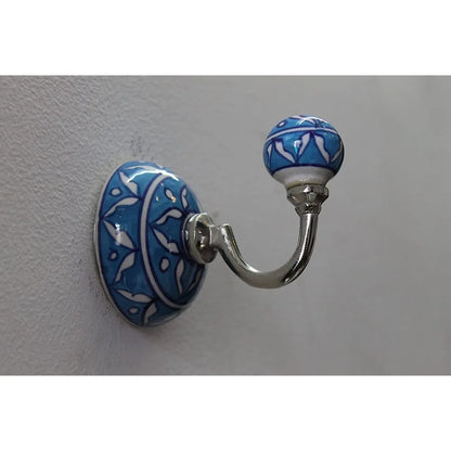 Handmade Blue Ceramic Modern Wall Hooks for Bathrobe Accessories Hotel & School Use Eco-Friendly Lightweight Luxury Gift