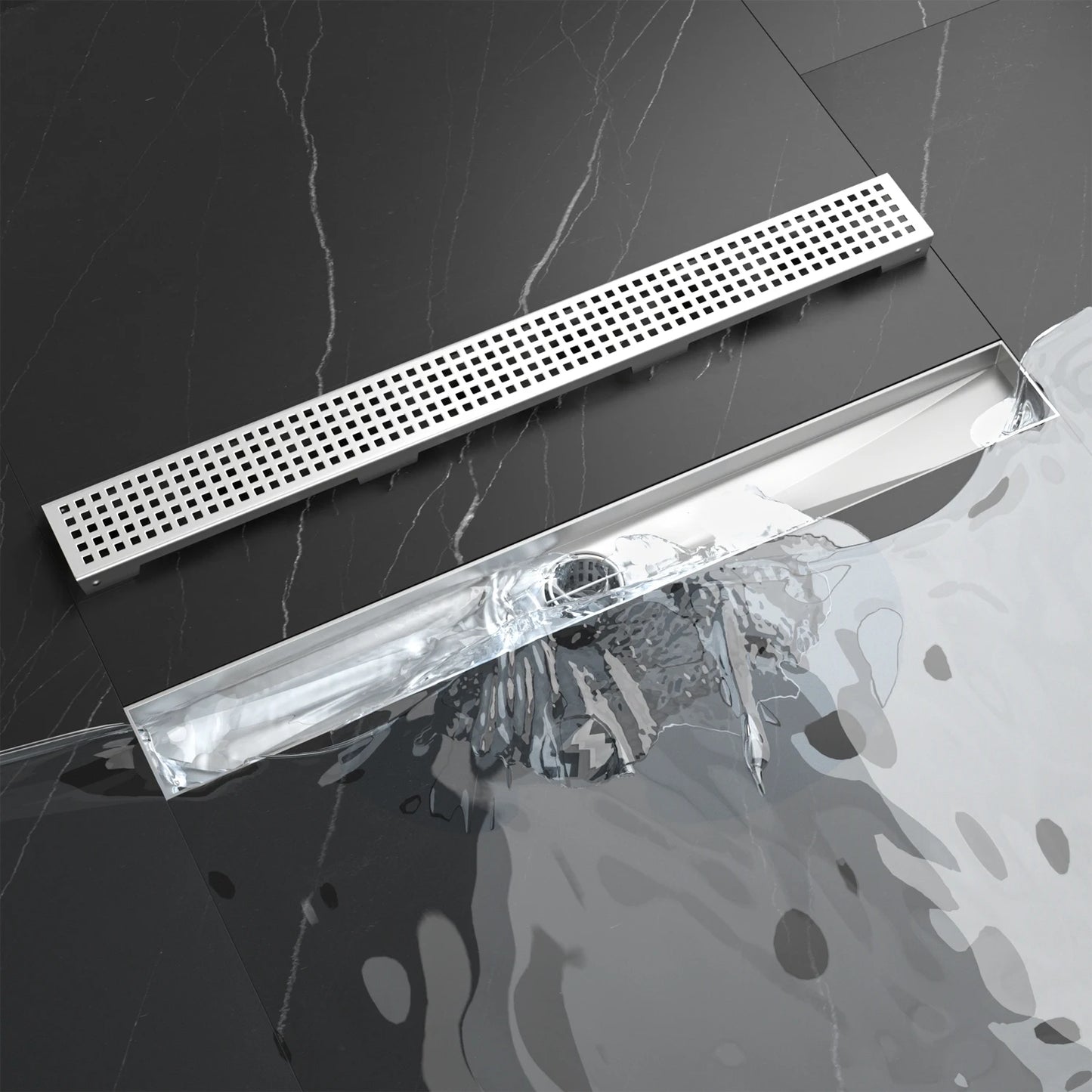 NEODRAIN 32 Inch Modern Stainless Steel Shower Drain Square Slot Cover Direct Drain Style for Bathroom USA Dropship Supported