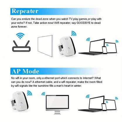300Mbps Wireless WIFI Extender Repeater 2.4G Home Router Wifi Range Signal Amplifier Network UK Plug