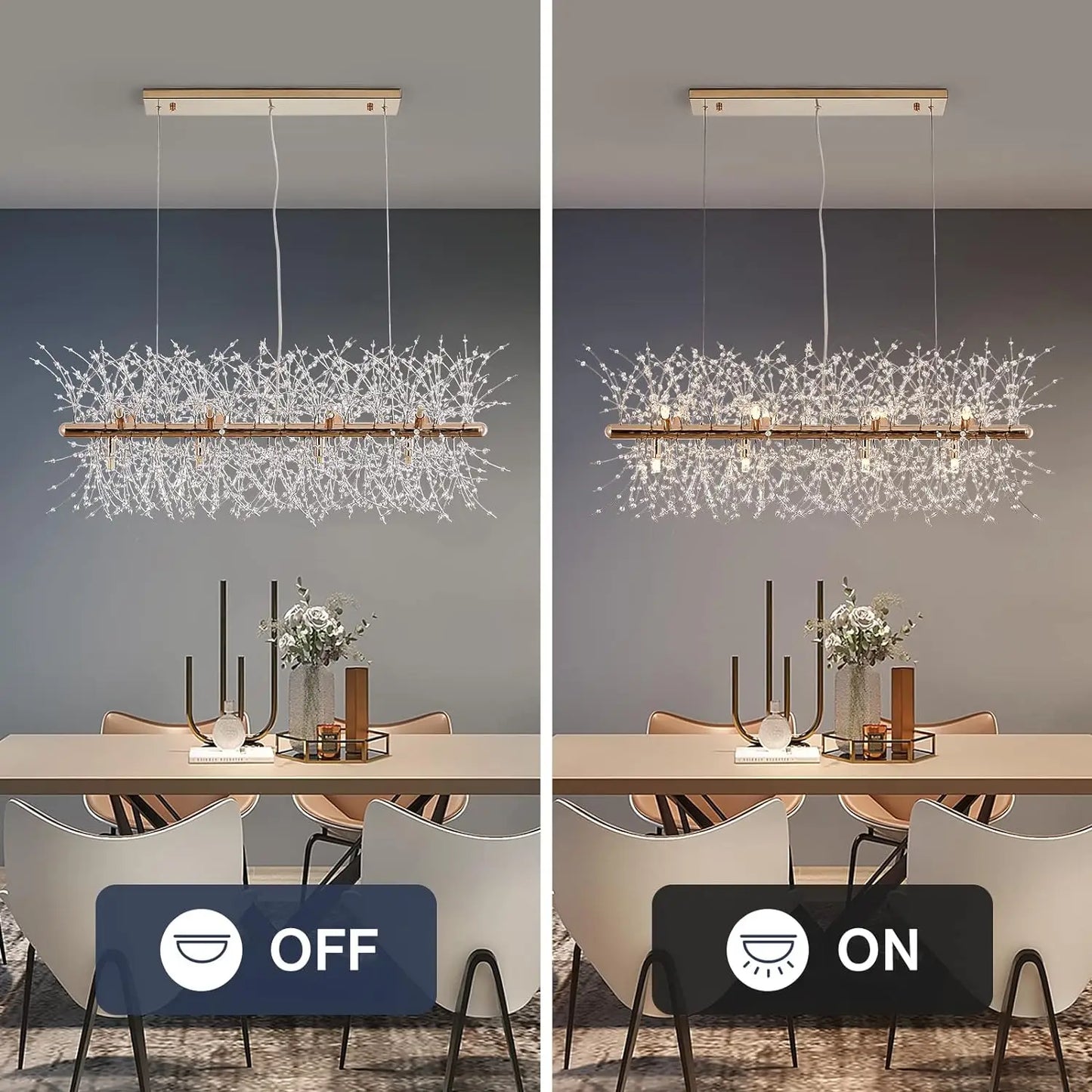 Crystal Firework Chandelier Wedding Lightweight Modern Dining Room Lighting Fixtures Hanging Gold Metal Ceiling Lights