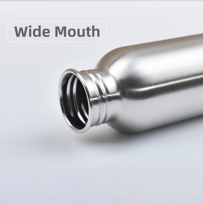 Stainless Steel Water Bottle 350-2000ml Big Mouth Single Wall Drinking Bottle Sports Bottle Flasks with All Steel Lid