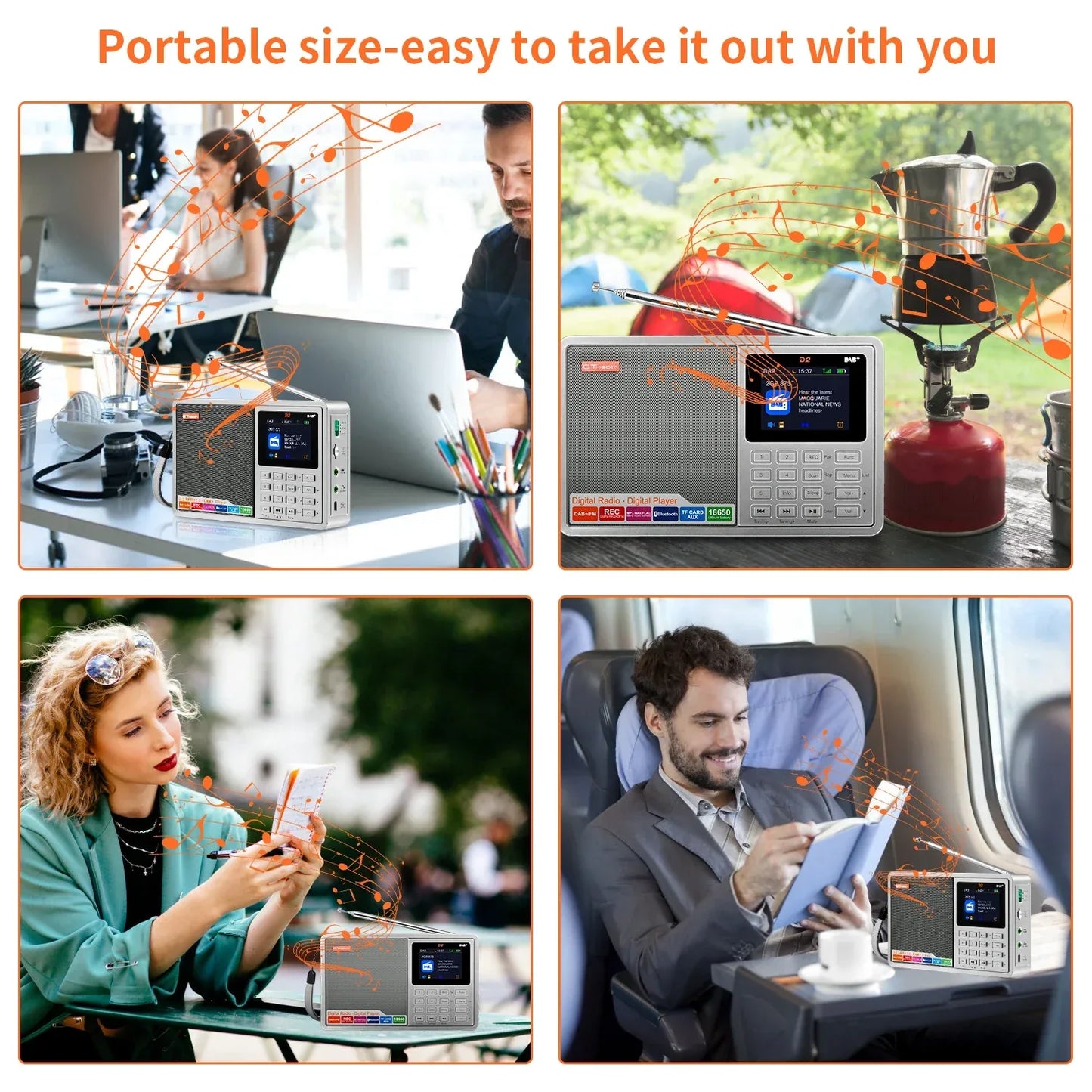 [Genuine]GTMEDIA D2 FM Radio  Portable DAB Digital Bluetooth Speaker AUX IN TF Card Slot MP3 Player Recording Clock Alarm