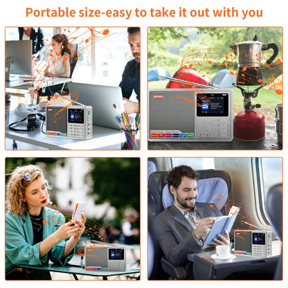 [Genuine]GTMEDIA D2 FM Radio  Portable DAB Digital Bluetooth Speaker AUX IN TF Card Slot MP3 Player Recording Clock Alarm