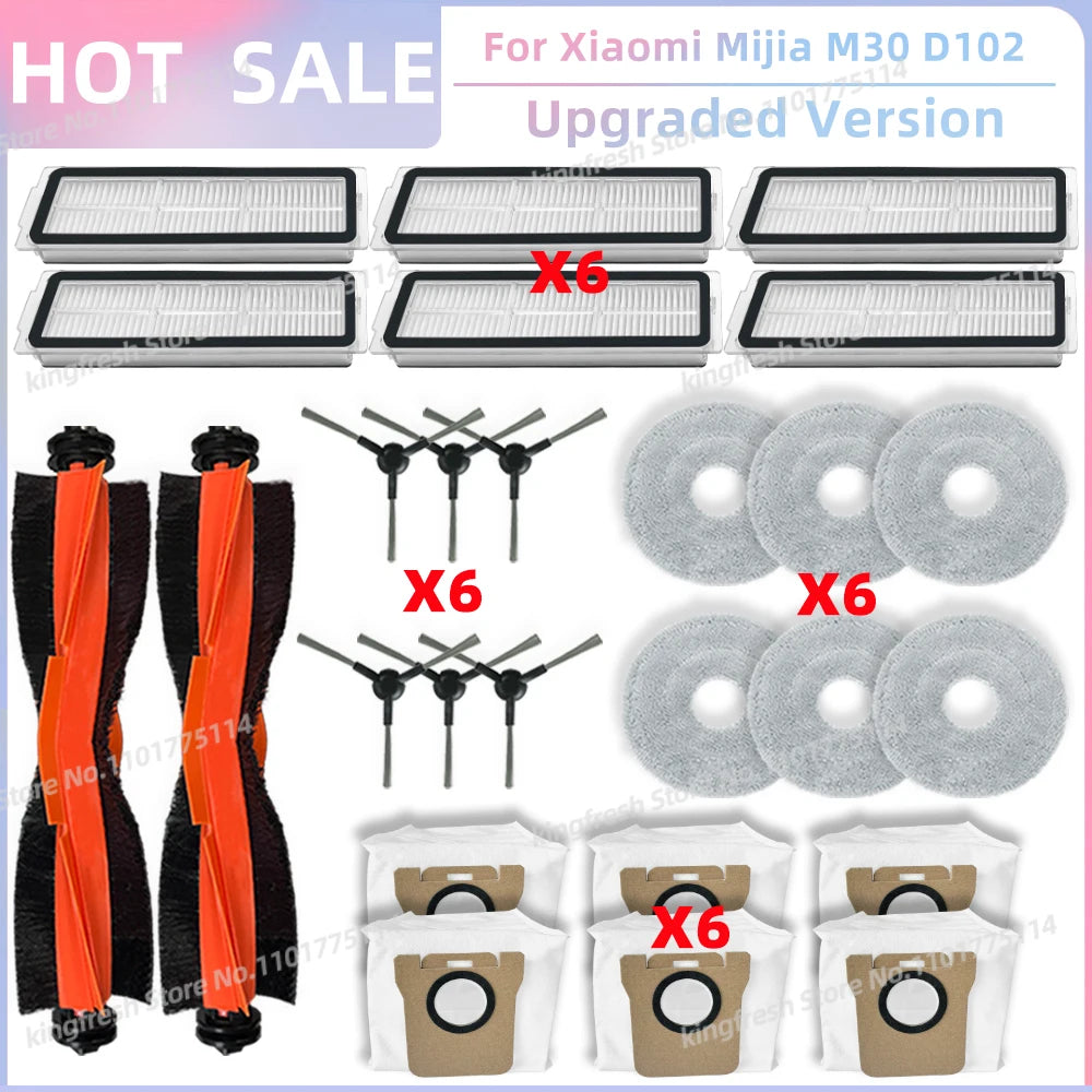 Fit For Xiaomi Mijia M30 D102, Xiaomi X20 Pro D102GL / X20 Max D109GL Parts Main Side Brush Filter Mop Cloth Dust Bag