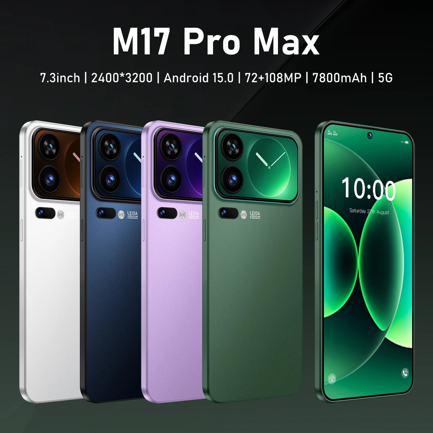 NEW HOT Original Silicone Case For M17 Pro Max Snapdragon 8 Gen4 7.3" Android 15 16GB 1TB 5G 7800mAh 108MP