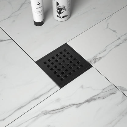 US Standard 4 Inch Square Shower Drain Stainless Steel Floor Drain with Durable ABS Base Dropshipping Supported
