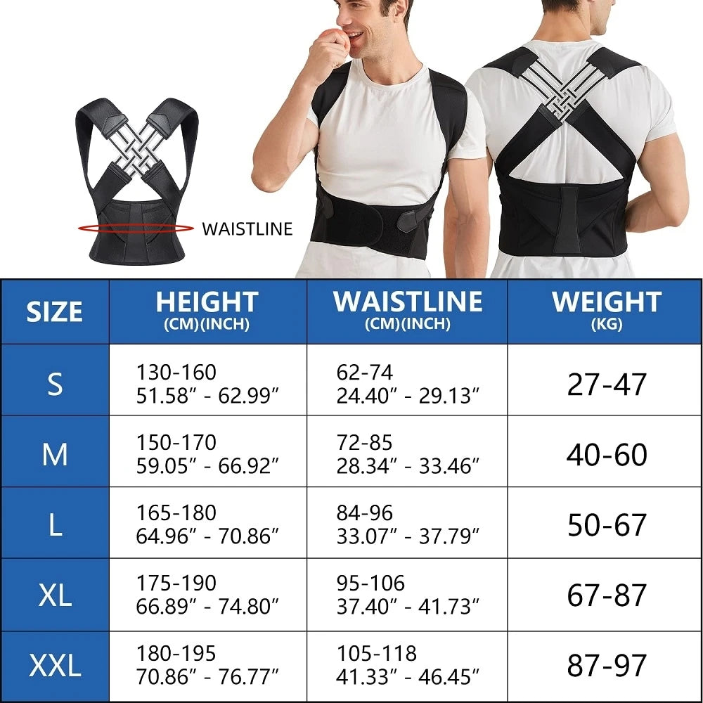 Back Brace Posture Support Wrap for Women & Men Back Lumbar Support Shoulder Posture Support for Posture & Back Neck