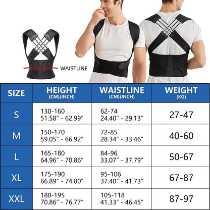 Back Brace Posture Support Wrap for Women & Men Back Lumbar Support Shoulder Posture Support for Posture & Back Neck