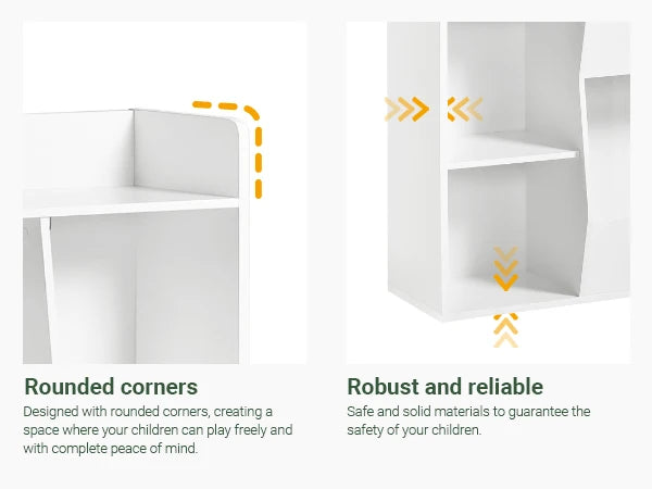 SoBuy KMB55-W bookshelf for children, kids’ shelf, storage rack with 8 open compartments, toy shelf, freestanding shelf, shelf