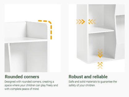 SoBuy KMB55-W bookshelf for children, kids’ shelf, storage rack with 8 open compartments, toy shelf, freestanding shelf, shelf