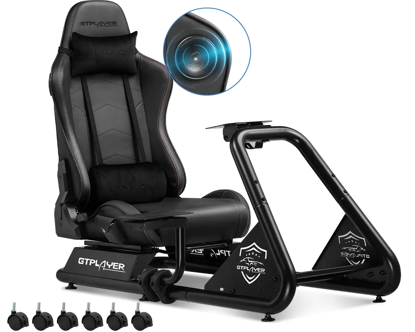 GTPLAYER Racing Simulator Cockpit with Seat, Sim Racing Cockpit Multi-function Adjustable Gaming Wheel Stand for G25 G27 G29