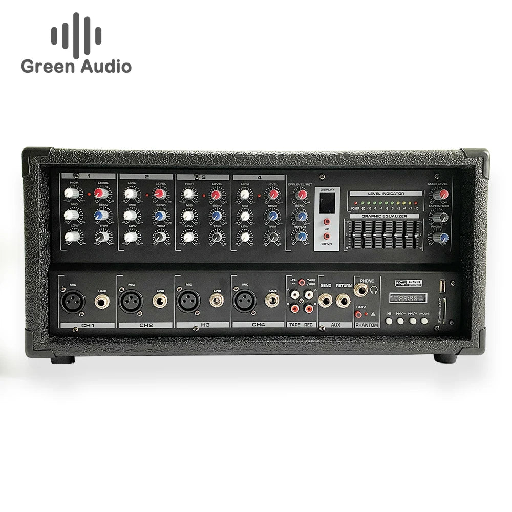 GAX-EB4 4 Channel Power Mixer tank Mixers, Power Amplifiers with Built-in Blue Tooth and Recording Function