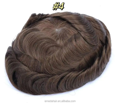 Wholesale Bleached Knot Swiss Full Lace Hair Replacement System Men's Toupee Indian Remy Human Hair Piece for Men Toupees