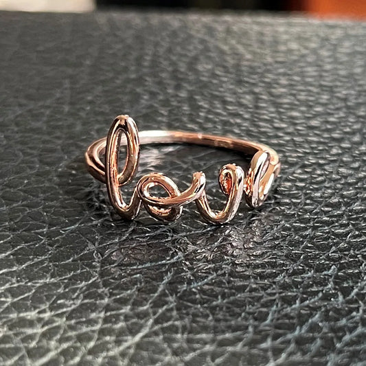 F1574 Love Letter Ring Rose Gold Plated Alloy Unisex Fashion Ring Valentine's Day Jewelry