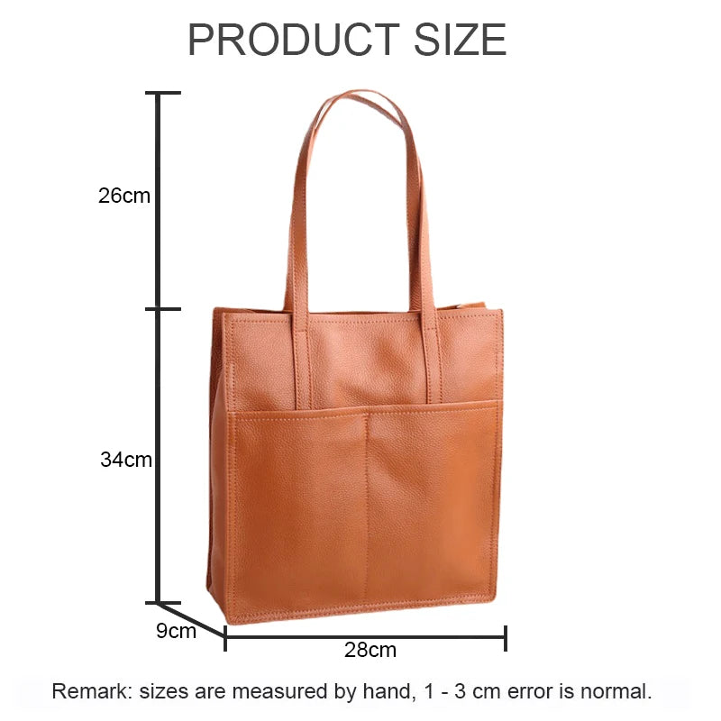 Women Luxury Full Grain Genuine Real Leather Bag Tote Shopping Laptop  Cowhide Handbag for Lady Shoulder Custom Logo