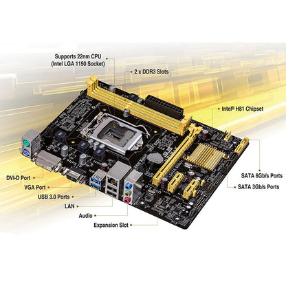 ASUS H81M-K Used Gaming Motherboard with Intel Socket 1151 for 4Generation Core I7/Core I5/Core I3/Pentium/Celeron Processors