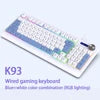 K93 New Wired Membrane RGB LED 93 Keys Mechanical USB Type C Projection Ergonomic ABS Gaming Keyboard