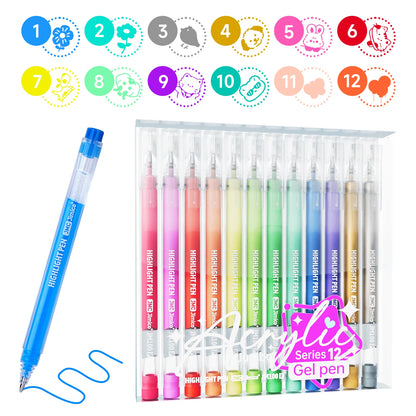 Acrylic Paint Pens 12 Pcs Gel Pens, for School & Office Note Taking, DIY Craft Photo Album, Art Painting, Card Making