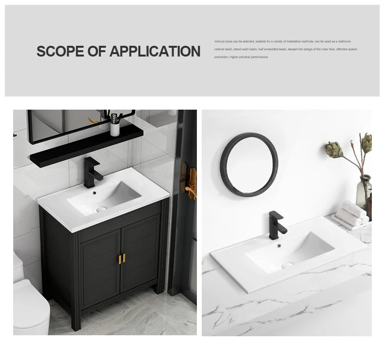 Modern 500mm Integrated White Ceramic Rectangular Top Vanity Bathroom Sink Joystick Handle Single-Hole Stone Thin Edge Basin