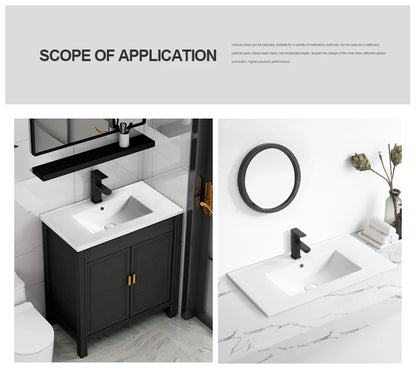 Modern 500mm Integrated White Ceramic Rectangular Top Vanity Bathroom Sink Joystick Handle Single-Hole Stone Thin Edge Basin