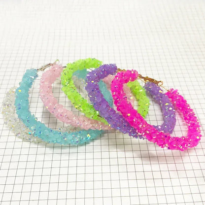 Trendy Women Geometric Big Hoop Earrings Resin Crystal Bling Hoop Earrings Custom Color Exaggerated Gold Earring for Girls