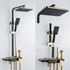 Square Bathroom Shower System Senducs Black Gold Bathtub Mixer Faucet Hot Cold Bathroom Tap Thermostatic Shower Set