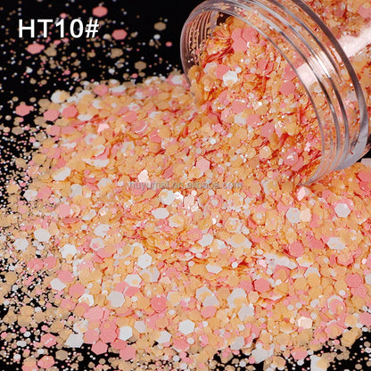 Bulk KG Bag Holographic Macaron Glitters Solvent Resistant Polyester Chunky Glitter for Resin Craft Tumbler Snowglobe