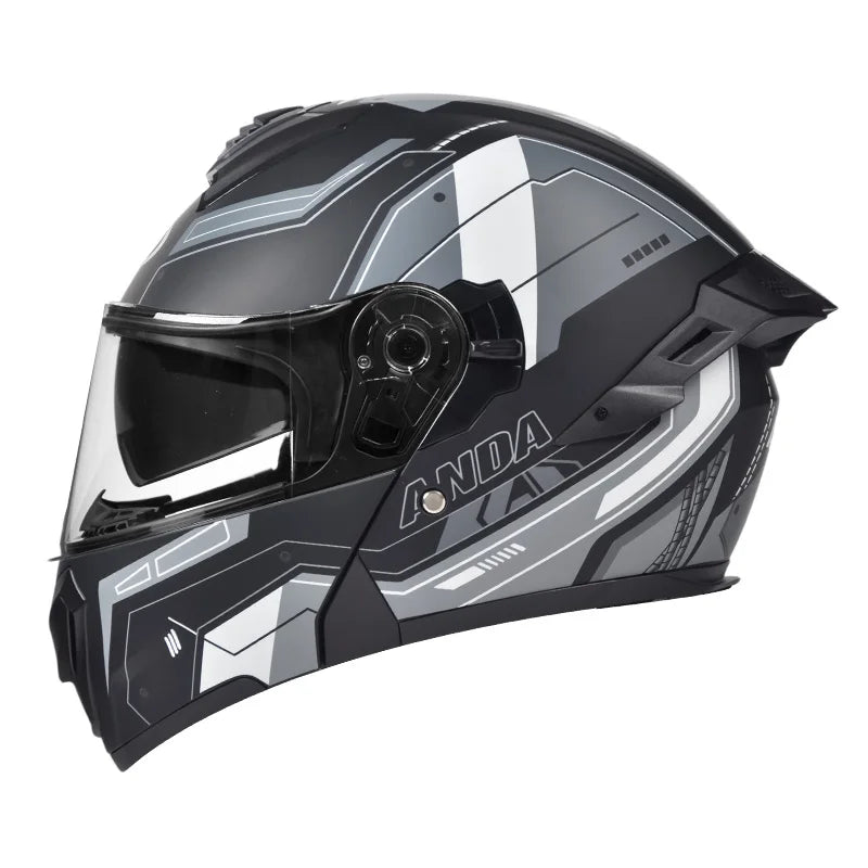 New Unisex Motorcycle Flip up Helmet ABS Safety Modular All Seasons 1 Year Warranty AD Dual Visor Unisex Cascos Para Moto Helmet