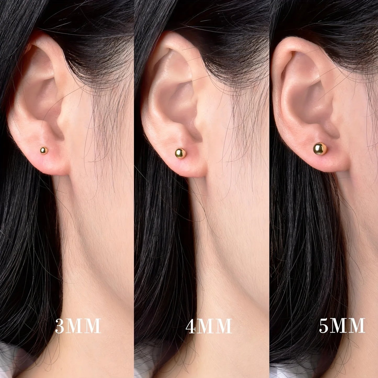 Lanshang Fine Stud Earrings 925 Sterling Silver Gold Plated Jewelry  for Women Men Tiny Ball Earrings