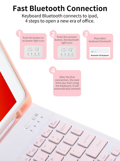 Spanish Keyboard Case For iPad Air Pro 11 13 2024,iPad 10.2 7/8/9th 10th 2022 Gen Air 3 4 5 10.9 Pro 12.9 Funda Cover For iPad