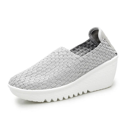 New Women Sneakers Summer Casual Shoes Woven Flat Platform Women's Shoes Breath Loafers Lady Footwear Soft Zapatos Plus Size 42