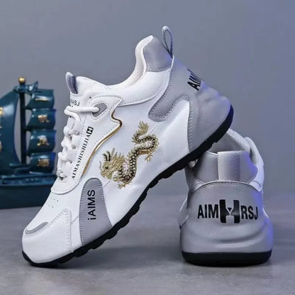 Men's Casual Sneakers Leather Waterproof Sports Shoes Lightweight Breathable Non-slip Elevator Shoes