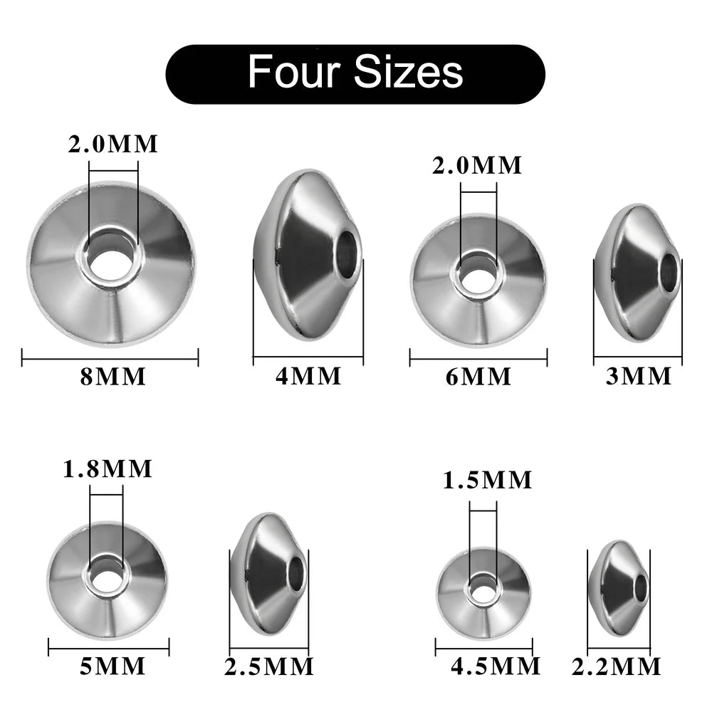 100pcs/bag Stainless Steel Flat Round Beads Spacer Beads FindingsTube Spacers for DIY Bracelet Jewelry Making