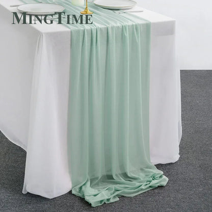 Sheer Chiffon Luxury Solid Colorful Table Runner Blue Rustic Boho Wedding Party Bridal Shower Birthday Home Christmas Decoration