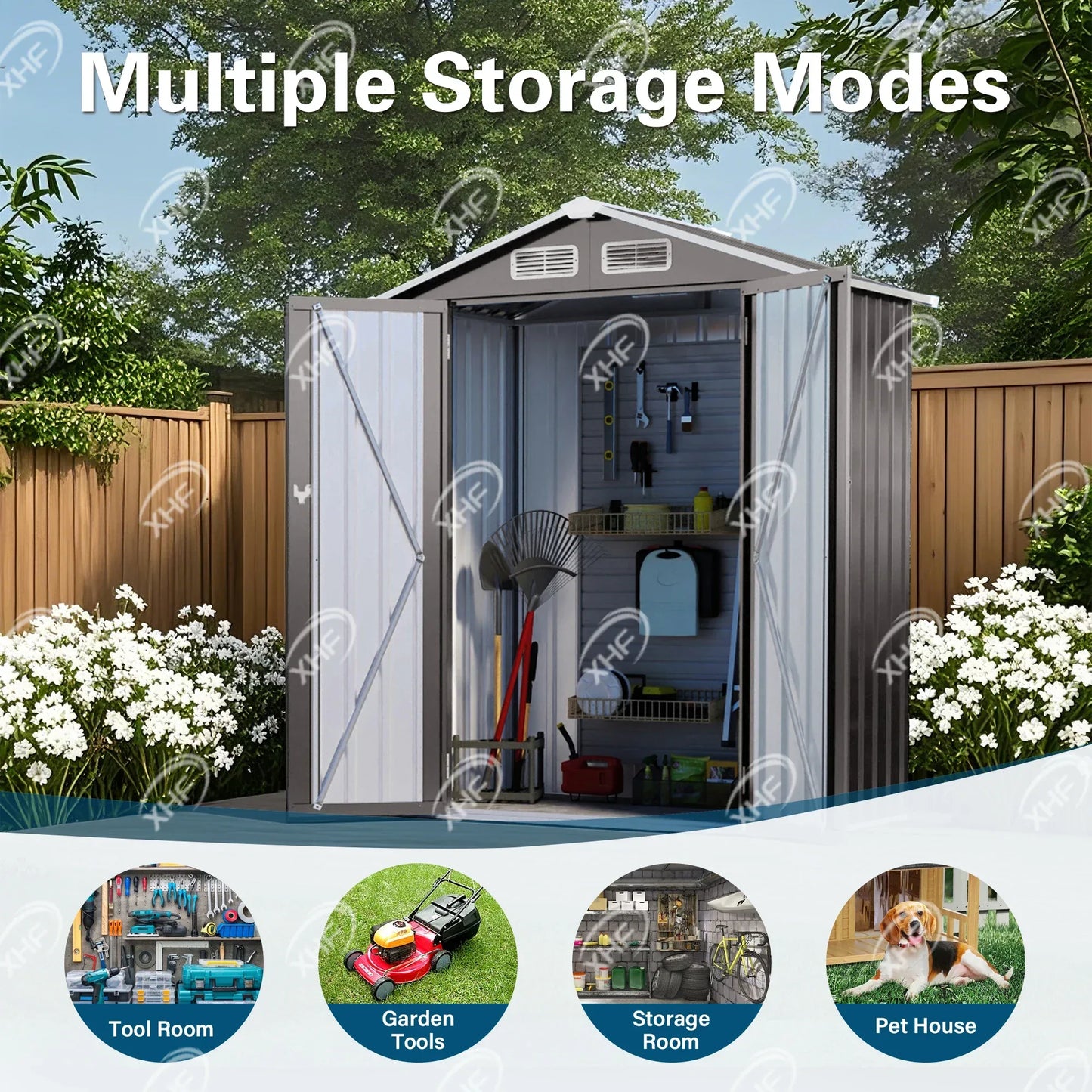 Free Shipping in Stock 5 * 3f T Metal Outdoor Storage Shed with Waterproof and Lockable Compact Tool Shed