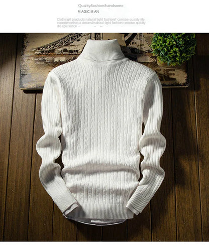 2023 Winter High Neck Thick Warm Sweater Men Turtleneck Brand Mens Sweaters Slim Fit Pullover Men Knitwear Male Double Collar3Xl