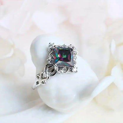 Geometric Princess Cut Ring Prong Set Women's Elegant Fashion Jewelry