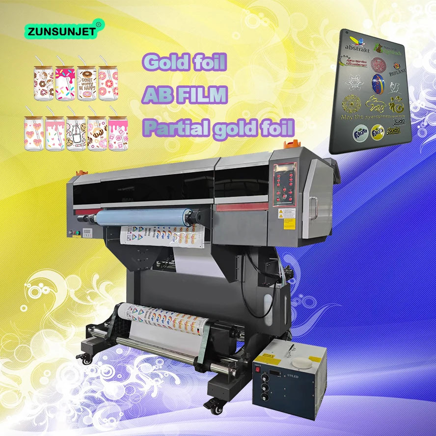 60 Cm Uv Dtf Gold Foil Printer  Printing Ab Glue Varnish Embroidery Printer
