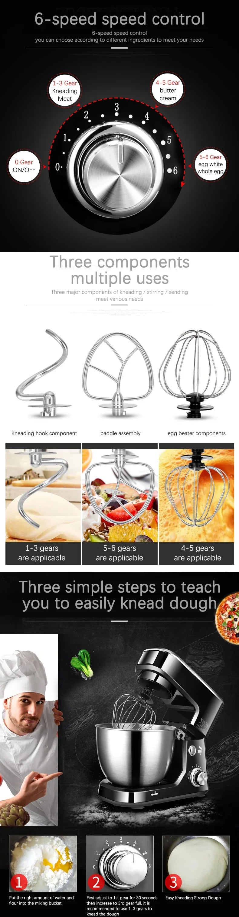AC220-240V 50-60HZ 600W POWER 4L bowl Powerful home use mini food mixer hand mixer stand mixer Polupar Dough Cream Mixer muliuse